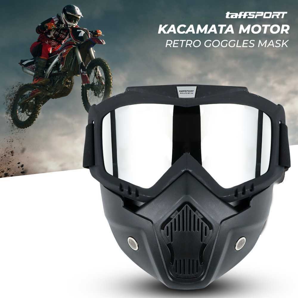 Taffsport bollfo kacamata goggles mask motor retro windproof mt 04