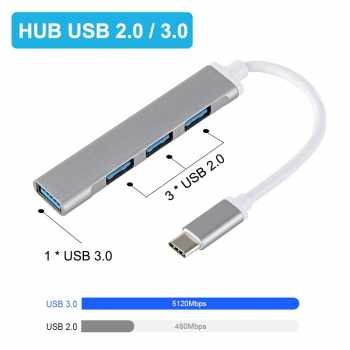 Mllse usb hub type c adapter high speed 30 4 port aluminium ml4c (5)