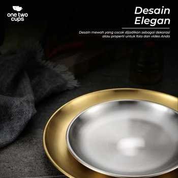 One two cups piring makan stainless steel elegan plate european style sn16