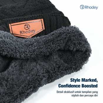 Rhodey topi kupluk rajut pria wanita poliester winter beanie hat (2)