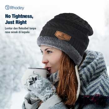 Rhodey topi kupluk rajut pria wanita poliester winter beanie hat (4)