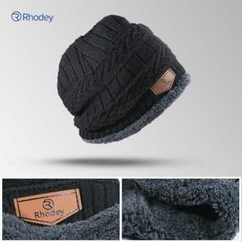 Rhodey topi kupluk rajut pria wanita poliester winter beanie hat (6)