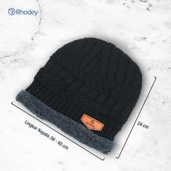 Rhodey topi kupluk rajut pria wanita poliester winter beanie hat (7)