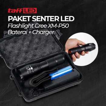 Taffled paket senter led flashlight cree xm p50bateraicharger e17