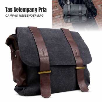 Kaka tas selempang pria korean canvas messenger bag l2642