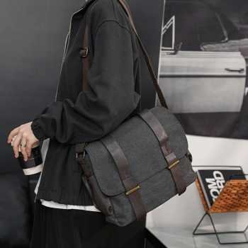 Kaka tas selempang pria korean canvas messenger bag my2642