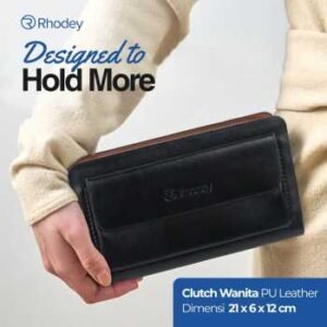 Rhodey dompet tas clutch wanita bahan pu leather minimalis elegan